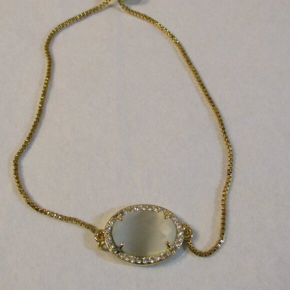 New NWOT Rachel Zoe Adjustable White Oval Faceted Faux Gemstone - Picture 4 of 4